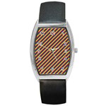 Gay Pride Flag Candy Cane Diagonal Stripe Barrel Style Metal Watch Front