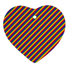 Gay Pride Flag Candy Cane Diagonal Stripe Heart Ornament (two Sides) by PodArtist