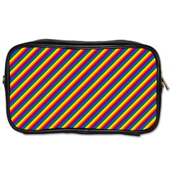 Gay Pride Flag Candy Cane Diagonal Stripe Toiletries Bags by PodArtist