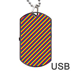 Gay Pride Flag Candy Cane Diagonal Stripe Dog Tag Usb Flash (two Sides) by PodArtist