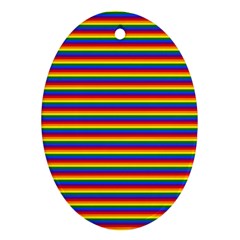 Horizontal Gay Pride Rainbow Flag Pin Stripes Ornament (oval) by PodArtist