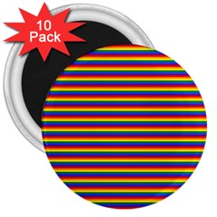 Horizontal Gay Pride Rainbow Flag Pin Stripes 3  Magnets (10 Pack) 