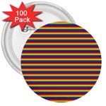 Horizontal Gay Pride Rainbow Flag Pin Stripes 3  Buttons (100 pack)  Front