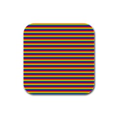 Horizontal Gay Pride Rainbow Flag Pin Stripes Rubber Square Coaster (4 Pack)  by PodArtist