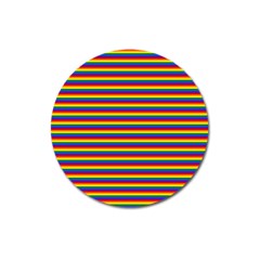 Horizontal Gay Pride Rainbow Flag Pin Stripes Magnet 3  (round) by PodArtist