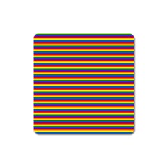 Horizontal Gay Pride Rainbow Flag Pin Stripes Square Magnet by PodArtist