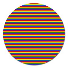 Horizontal Gay Pride Rainbow Flag Pin Stripes Magnet 5  (round) by PodArtist