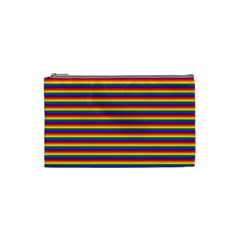 Horizontal Gay Pride Rainbow Flag Pin Stripes Cosmetic Bag (small)  by PodArtist