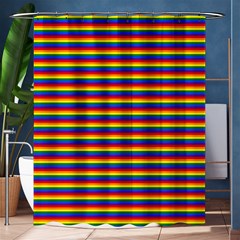 Horizontal Gay Pride Rainbow Flag Pin Stripes Shower Curtain 60  X 72  (medium)  by PodArtist