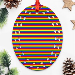 Horizontal Gay Pride Rainbow Flag Pin Stripes Ornament (oval Filigree) by PodArtist