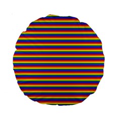 Horizontal Gay Pride Rainbow Flag Pin Stripes Standard 15  Premium Round Cushions by PodArtist