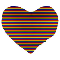 Horizontal Gay Pride Rainbow Flag Pin Stripes Large 19  Premium Heart Shape Cushions by PodArtist