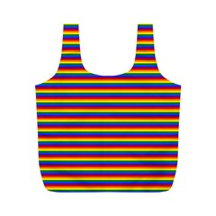 Horizontal Gay Pride Rainbow Flag Pin Stripes Full Print Recycle Bags (m)  by PodArtist