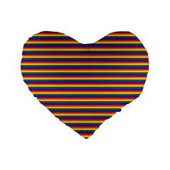 Horizontal Gay Pride Rainbow Flag Pin Stripes Standard 16  Premium Flano Heart Shape Cushions by PodArtist