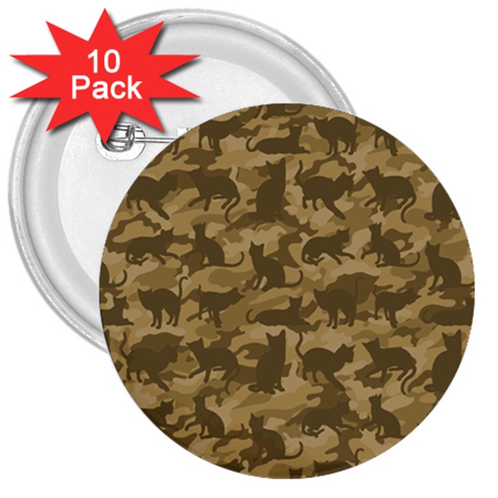 Operation Desert Cat Camouflage Catmouflage 3  Buttons (10 pack) 