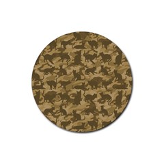 Operation Desert Cat Camouflage Catmouflage Rubber Round Coaster (4 Pack)  by PodArtist