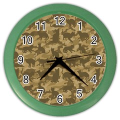 Operation Desert Cat Camouflage Catmouflage Color Wall Clocks by PodArtist