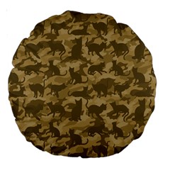 Operation Desert Cat Camouflage Catmouflage Large 18  Premium Round Cushions by PodArtist