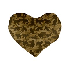 Operation Desert Cat Camouflage Catmouflage Standard 16  Premium Heart Shape Cushions by PodArtist