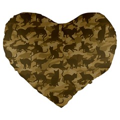 Operation Desert Cat Camouflage Catmouflage Large 19  Premium Flano Heart Shape Cushions by PodArtist