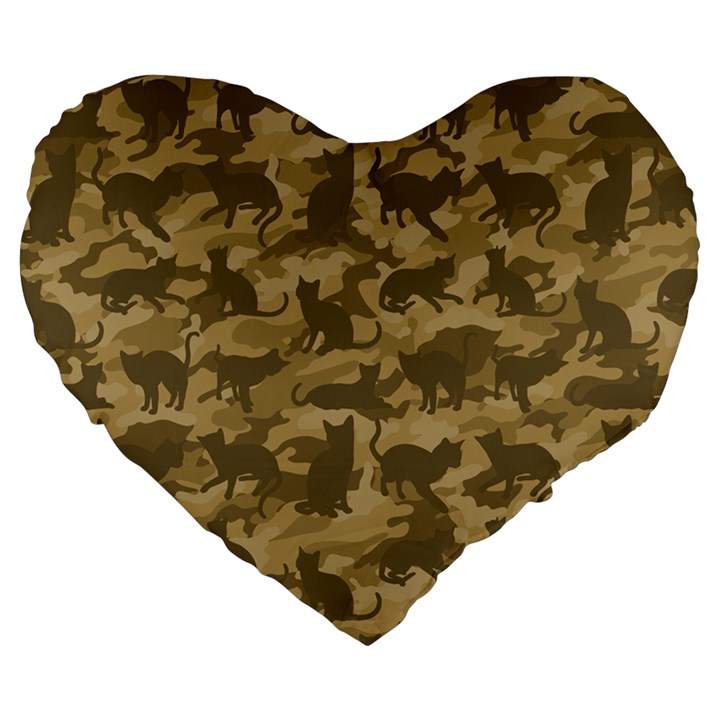 Operation Desert Cat Camouflage Catmouflage Large 19  Premium Flano Heart Shape Cushions