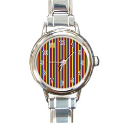 Vertical Gay Pride Rainbow Flag Pin Stripes Round Italian Charm Watch by PodArtist