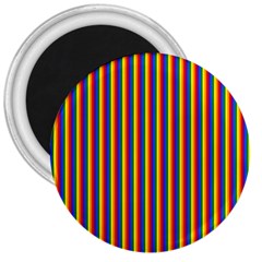 Vertical Gay Pride Rainbow Flag Pin Stripes 3  Magnets by PodArtist