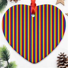 Vertical Gay Pride Rainbow Flag Pin Stripes Ornament (heart) by PodArtist