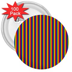 Vertical Gay Pride Rainbow Flag Pin Stripes 3  Buttons (100 Pack)  by PodArtist