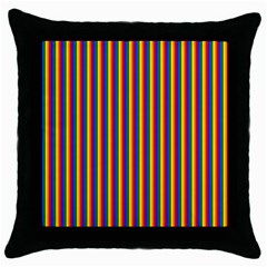 Vertical Gay Pride Rainbow Flag Pin Stripes Throw Pillow Case (black) by PodArtist