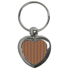 Vertical Gay Pride Rainbow Flag Pin Stripes Key Chains (heart)  by PodArtist