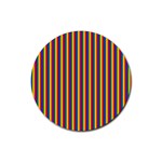 Vertical Gay Pride Rainbow Flag Pin Stripes Rubber Coaster (Round)  Front