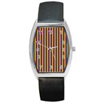 Vertical Gay Pride Rainbow Flag Pin Stripes Barrel Style Metal Watch Front