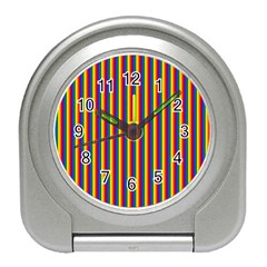 Vertical Gay Pride Rainbow Flag Pin Stripes Travel Alarm Clocks by PodArtist