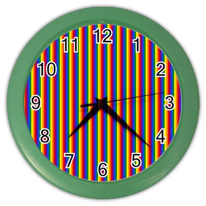 Vertical Gay Pride Rainbow Flag Pin Stripes Color Wall Clocks