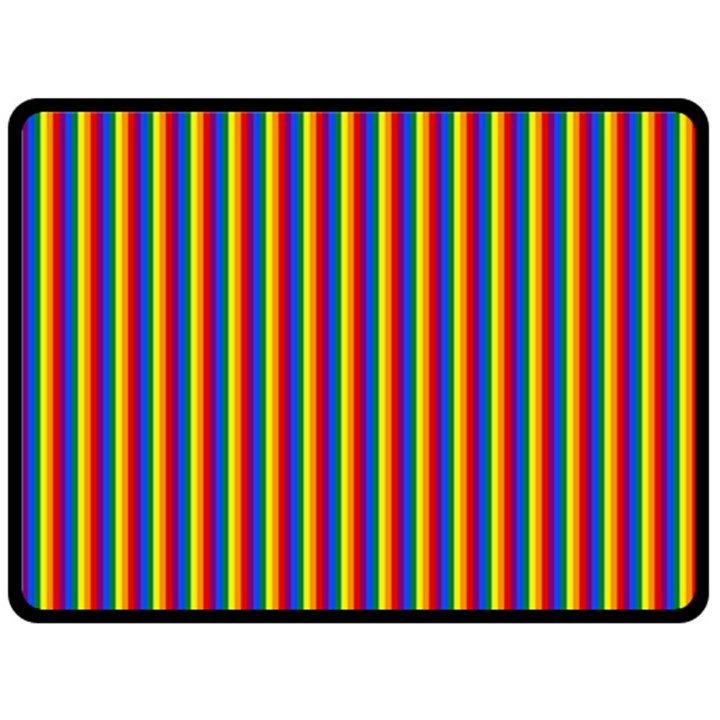 Vertical Gay Pride Rainbow Flag Pin Stripes Fleece Blanket (Large) 