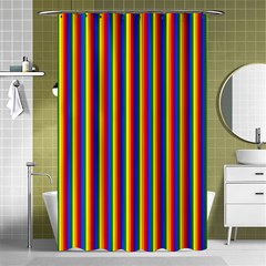 Vertical Gay Pride Rainbow Flag Pin Stripes Shower Curtain 48  X 72  (small)  by PodArtist