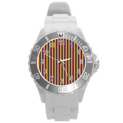 Vertical Gay Pride Rainbow Flag Pin Stripes Round Plastic Sport Watch (l) by PodArtist