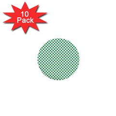 Green Shamrock Clover On White St  Patrick s Day 1  Mini Buttons (10 Pack)  by PodArtist