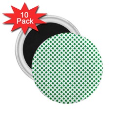 Green Shamrock Clover On White St  Patrick s Day 2 25  Magnets (10 Pack)  by PodArtist