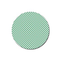 Green Shamrock Clover On White St  Patrick s Day Rubber Coaster (round)  by PodArtist