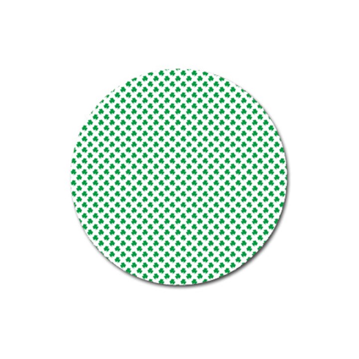 Green Shamrock Clover on White St. Patrick s Day Magnet 3  (Round)