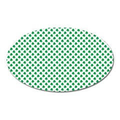 Green Shamrock Clover On White St  Patrick s Day Oval Magnet by PodArtist