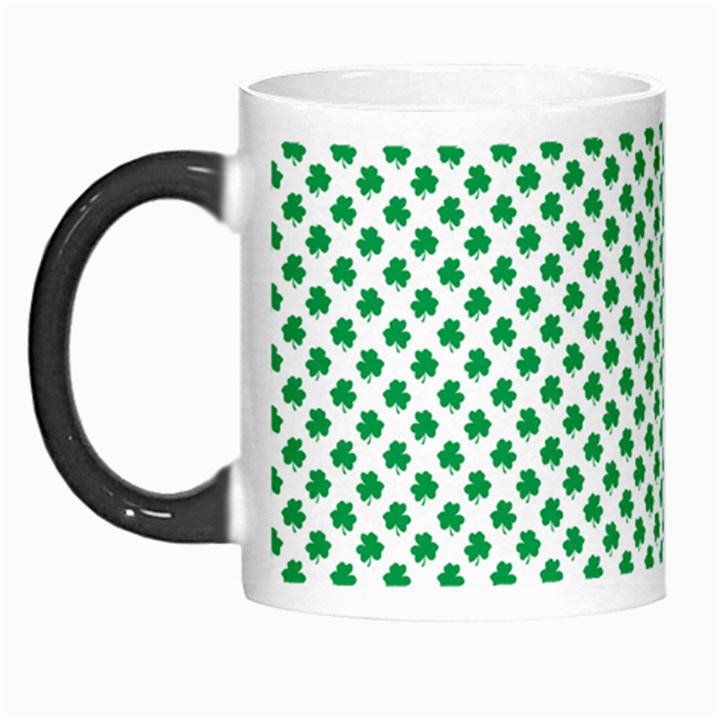 Green Shamrock Clover on White St. Patrick s Day Morph Mugs