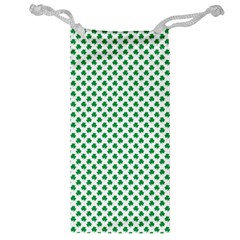 Green Shamrock Clover On White St  Patrick s Day Jewelry Bag by PodArtist