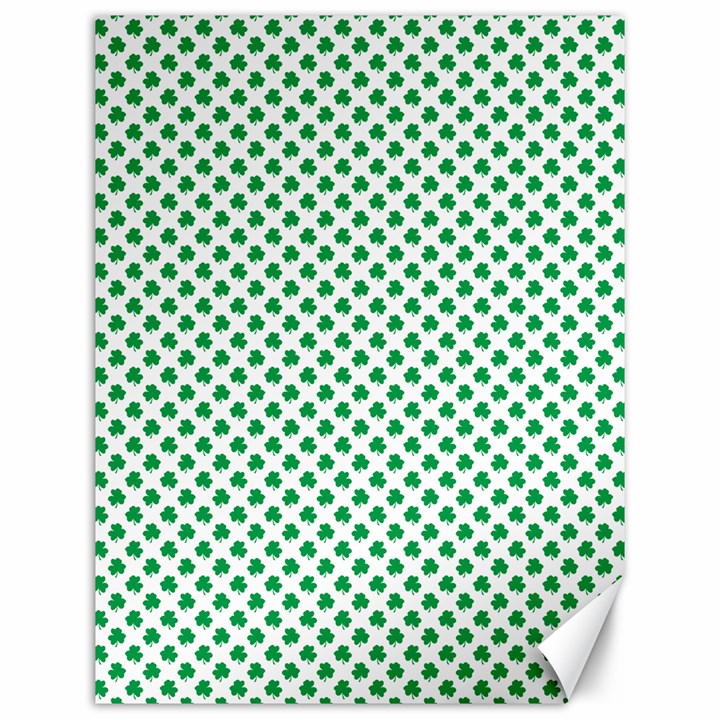 Green Shamrock Clover on White St. Patrick s Day Canvas 12  x 16  