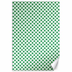 Green Shamrock Clover On White St  Patrick s Day Canvas 20  X 30   by PodArtist