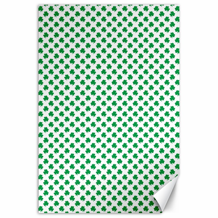 Green Shamrock Clover on White St. Patrick s Day Canvas 20  x 30  