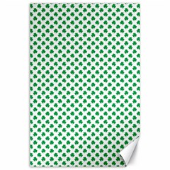 Green Shamrock Clover On White St  Patrick s Day Canvas 24  X 36  by PodArtist