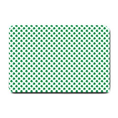 Green Shamrock Clover On White St  Patrick s Day Small Doormat  by PodArtist